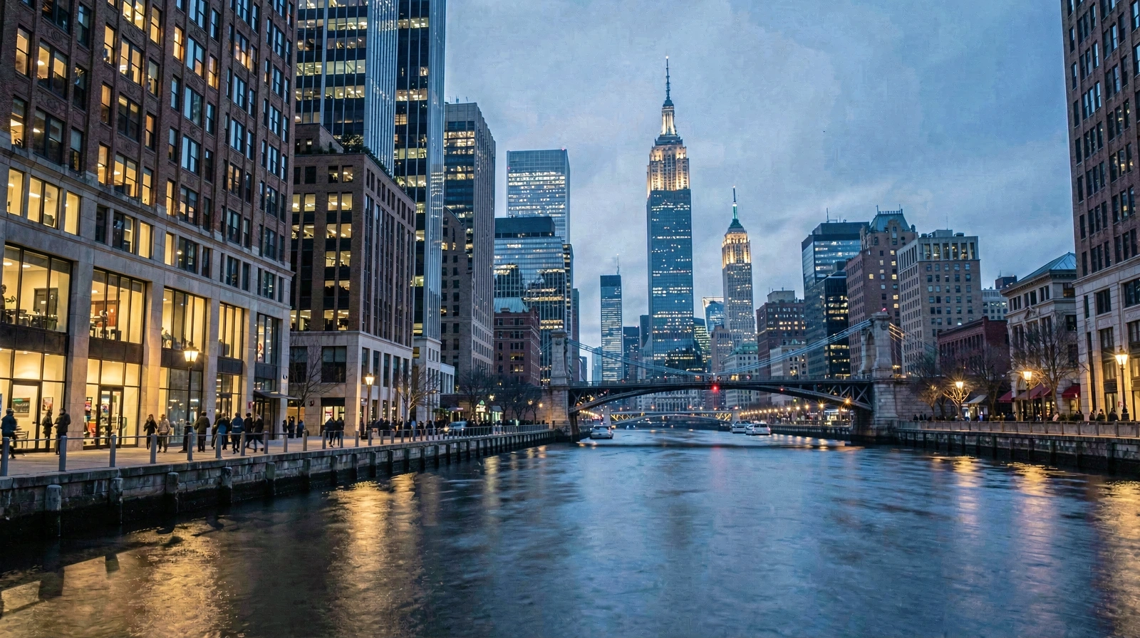 New York Financial District at Dusk
